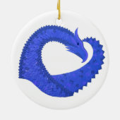 Blaues Herzdrachen in Weiß Keramikornament (Hinten)