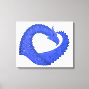 Blaues Herzdrachen in Weiß Leinwanddruck