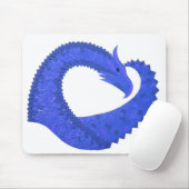 Blaues Herzdrachen in Weiß Mousepad (Mit Mouse)