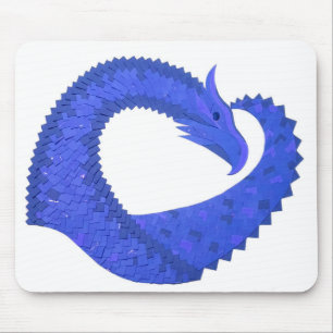 Blaues Herzdrachen in Weiß Mousepad