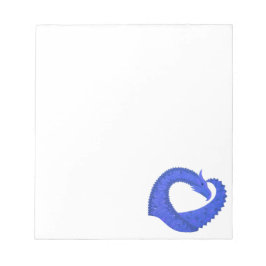 Blaues Herzdrachen in Weiß Notizblock