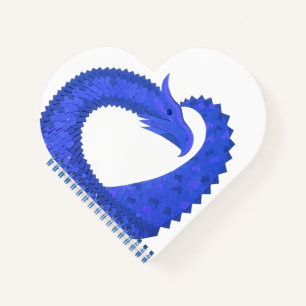 Blaues Herzdrachen in Weiß Notizblock