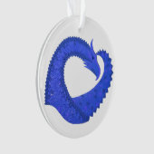 Blaues Herzdrachen in Weiß Ornament (Vorderseite)