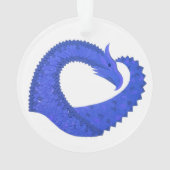 Blaues Herzdrachen in Weiß Ornament (Rückseite)