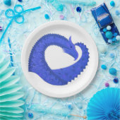 Blaues Herzdrachen in Weiß Pappteller (Party)