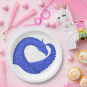 Blaues Herzdrachen in Weiß Pappteller (Party)