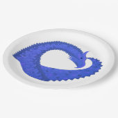 Blaues Herzdrachen in Weiß Pappteller (Schrägansicht)