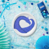 Blaues Herzdrachen in Weiß Pappteller (Party)