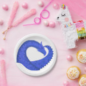 Blaues Herzdrachen in Weiß Pappteller (Party)