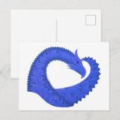 Blaues Herzdrachen in Weiß Postkarte (Vorne/Hinten)