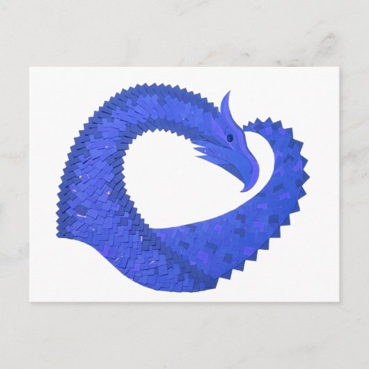 Blaues Herzdrachen in Weiß Postkarte (Vorderseite)