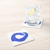 Blaues Herzdrachen in Weiß Rechteckiger Pappuntersetzer (Vor Ort)