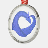 Blaues Herzdrachen in Weiß Silbernes Ornament (Links)