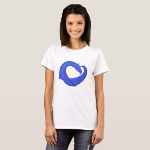Blaues Herzdrachen in Weiß T-Shirt