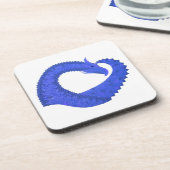 Blaues Herzdrachen in Weiß Untersetzer (Linke Seite)