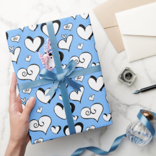 Blaues Herzen Geschenkpapier