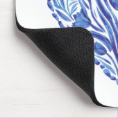 Blaues Herzklopfen auf Weiß Mousepad (Ecke)