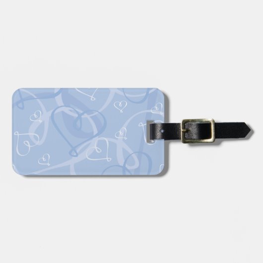 Blaues Herzmuster Gepäckanhänger (Vorderseite horizontal)