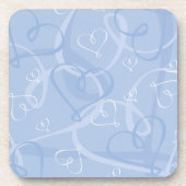 Blaues Herzmuster Getränkeuntersetzer (Vorderseite)