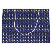 Blaues Herzmuster Große Geschenktüte (Vorderseite)