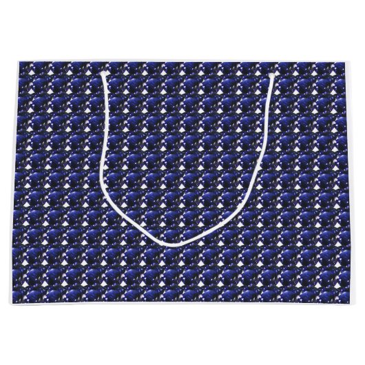 Blaues Herzmuster Große Geschenktüte (Vorderseite)