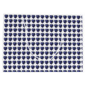 Blaues Herzmuster Große Geschenktüte (Rückseite)