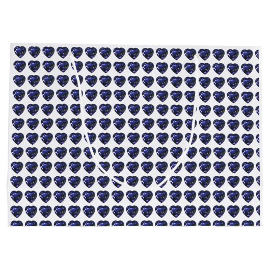 Blaues Herzmuster Große Geschenktüte (Rückseite)