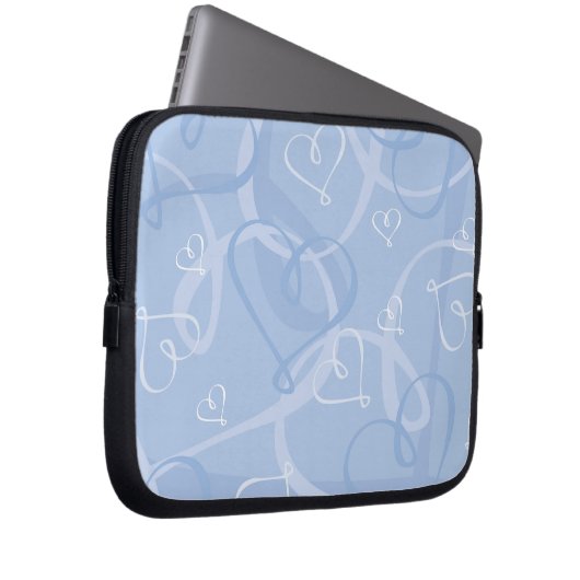 Blaues Herzmuster Laptopschutzhülle (Vorne Rechts)