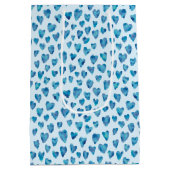 Blaues Herzmuster Mittlere Geschenktüte (Rückseite)