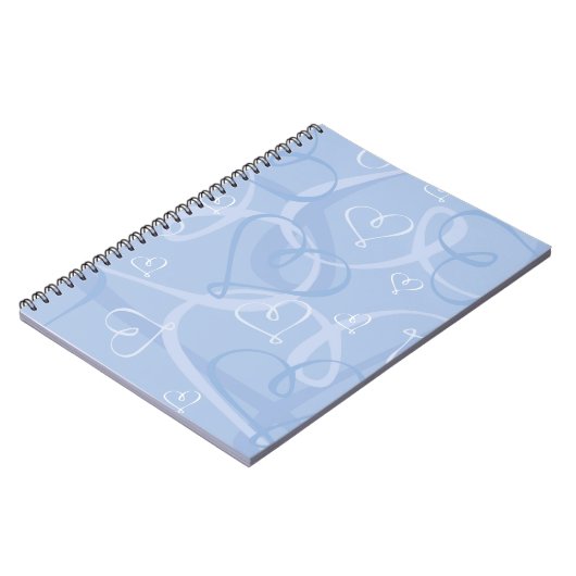 Blaues Herzmuster Notizblock (Linke Seite)