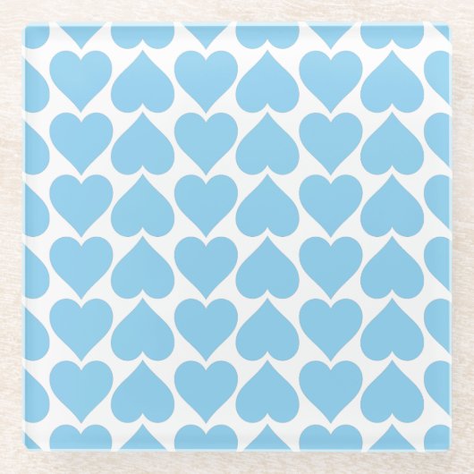 Blaues Herzmuster, Romantik, Liebe Glasuntersetzer (Vorderseite)