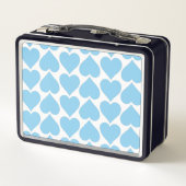 Blaues Herzmuster, Romantik, Liebe Metall Brotdose (Rückseite)