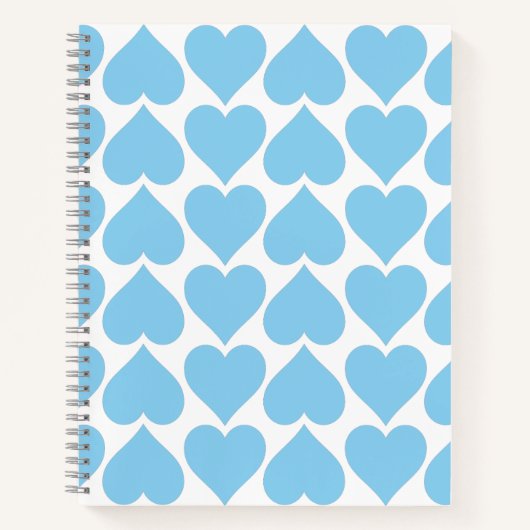 Blaues Herzmuster, Romantik, Liebe Notizblock (Vorderseite)