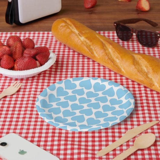 Blaues Herzmuster, Romantik, Liebe Pappteller (Picknick)