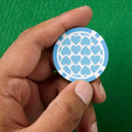 Blaues Herzmuster, Romantik, Liebe Pokerchips (Hand)