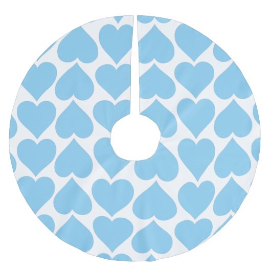 Blaues Herzmuster, Romantik, Liebe Polyester Weihnachtsbaumdecke (Vorderseite)