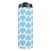 Blaues Herzmuster, Romantik, Liebe Thermosbecher (Vorderseite)