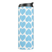 Blaues Herzmuster, Romantik, Liebe Thermosbecher (Nach links gedreht)
