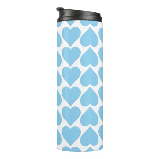 Blaues Herzmuster, Romantik, Liebe Thermosbecher (Nach rechts gedreht)