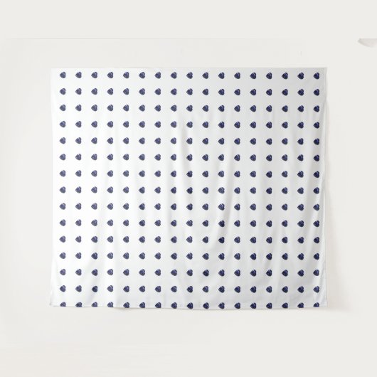 Blaues Herzmuster Wandteppich (Vorderseite (Horizontal))