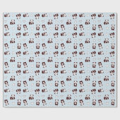 Blaues Herzpanda gemustertes Packpapier (Flach)