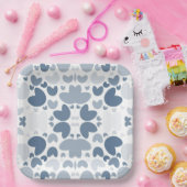 Blaues Herzpapier Pappteller (Party)