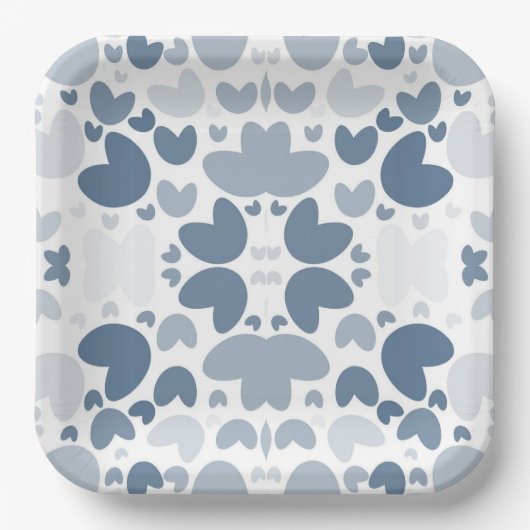 Blaues Herzpapier Pappteller (Vorderseite)