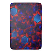 Blaues Hexagon gemischt mit überlappenden roten Ku Badematte (Vorderseite Vertikal)