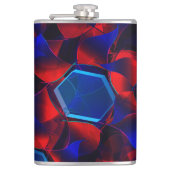 Blaues Hexagon gemischt mit überlappenden roten Ku Flachmann (Vorderseite)
