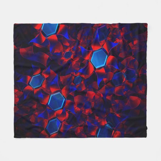 Blaues Hexagon gemischt mit überlappenden roten Ku Fleecedecke (Vorderseite (Horizontal))