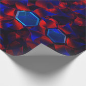 Blaues Hexagon gemischt mit überlappenden roten Ku Geschenkpapier (Ecke)