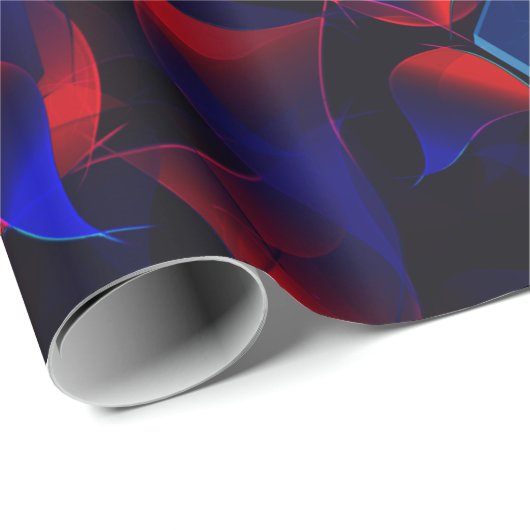 Blaues Hexagon gemischt mit überlappenden roten Ku Geschenkpapier (Rolleneckpunkt)