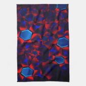 Blaues Hexagon gemischt mit überlappenden roten Ku Geschirrtuch (Vertikal)