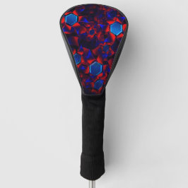 Blaues Hexagon gemischt mit überlappenden roten Ku Golf Headcover